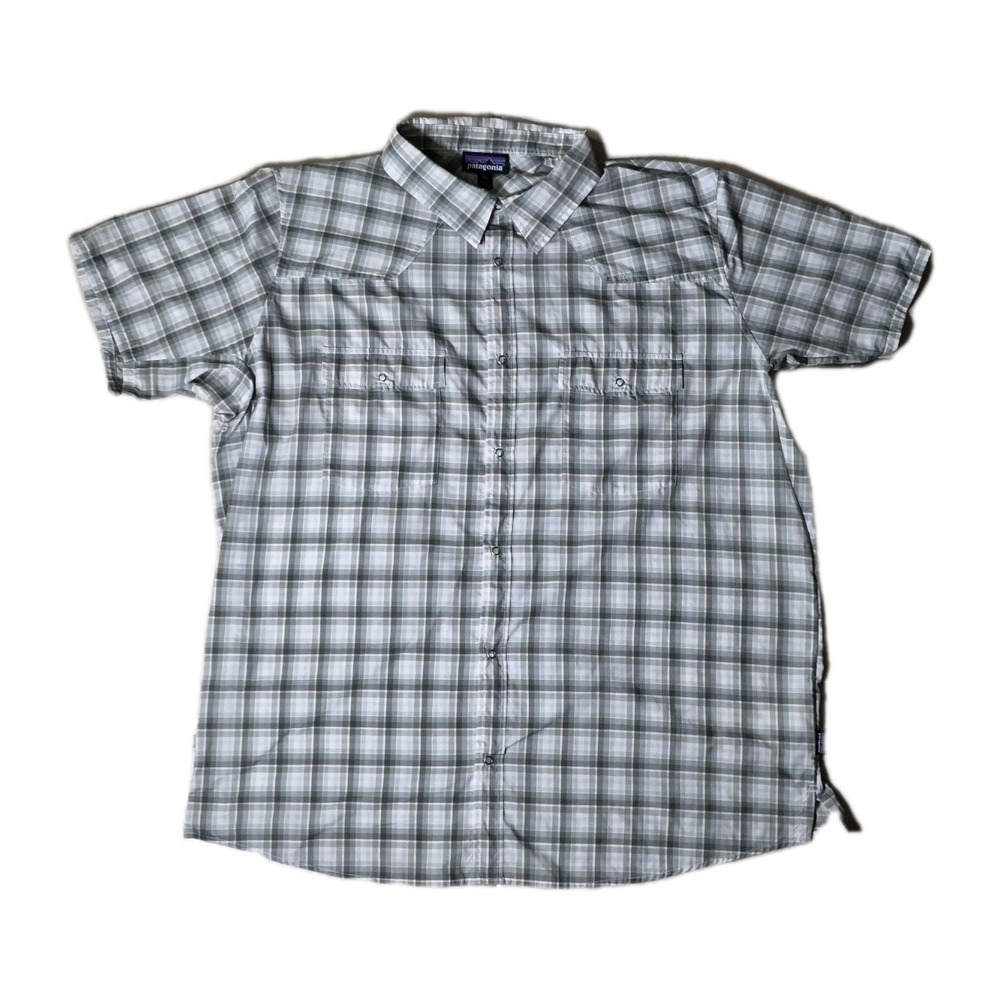 Patagonia Bandito Shirt Mens XL Brown Plaid Snap Short Sleeve Vented 54025 - Picture 1 of 8